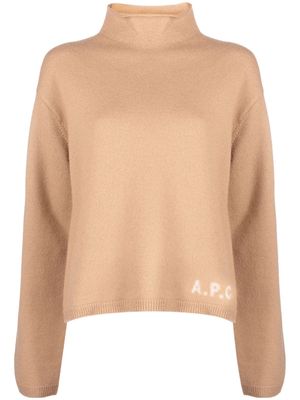 A.P.C. logo-print virgin-wool jumper - Neutrals