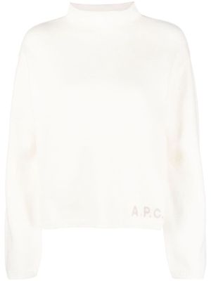 A.P.C. logo-print wool jumper - Neutrals