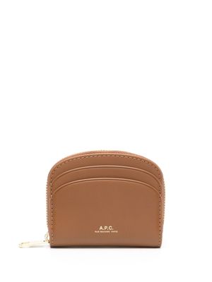 A.P.C. logo-print zip-fastening purse - Brown