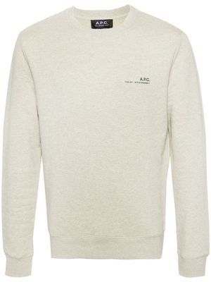 A.P.C. logo-printed mélange sweatshirt - Green