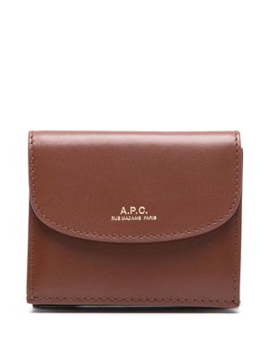 A.P.C. logo-stamp wallet - Brown
