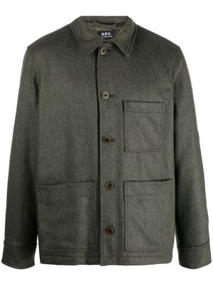 A.P.C. long-sleeve button-up jacket - Green