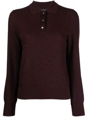 A.P.C. long-sleeve knitted polo-shirt - Red
