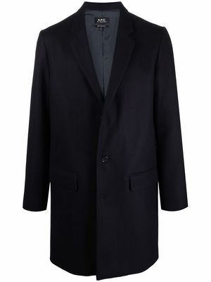 A.P.C. long-sleeve wool coat - Blue
