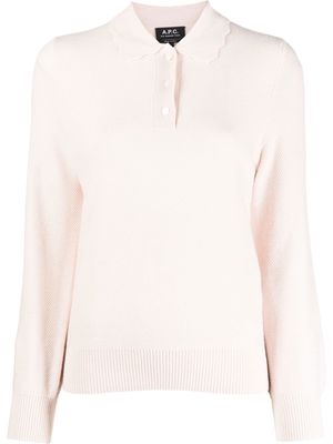 A.P.C. long-sleeved knitted polo shirt - Pink