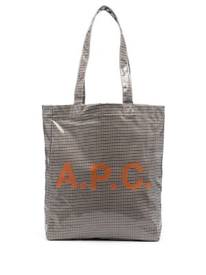 A.P.C. Lou houndstooth coated tote bag - Neutrals