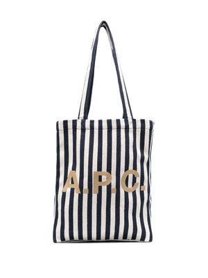 A.P.C. Lou striped canvas tote bag - Blue