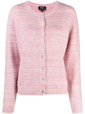 A.P.C. marl-knit buttoned-up cardigan - Pink