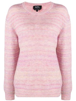 A.P.C. marl-knit crew-neck jumper - Pink