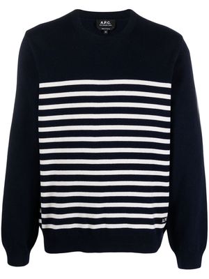 A.P.C. Mattew stripe-print knit sweatshirt - Blue