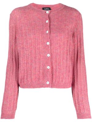 A.P.C. Milena metallic-threading ribbed cardigan - Pink