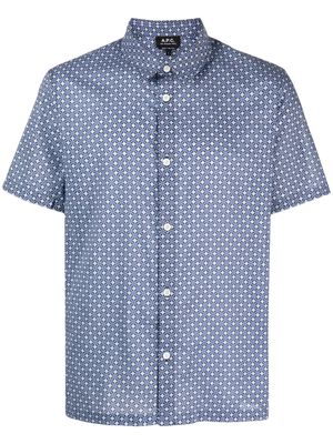 A.P.C. monogram-pattern short-sleeve shirt - Blue
