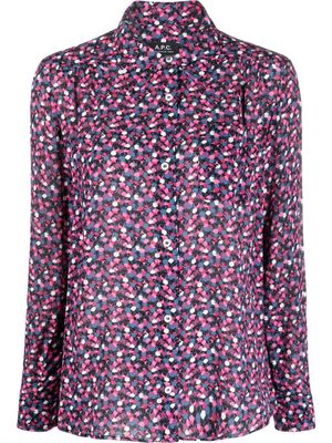 A.P.C. motif-print long-sleeve blouse - Pink