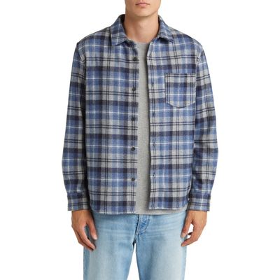 A. P.C. New Valerian Plaid Wool Blend Flannel Button-Up Shirt in Iaa Blue