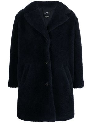 A.P.C. Nicolette brushed single-breasted coat - Blue