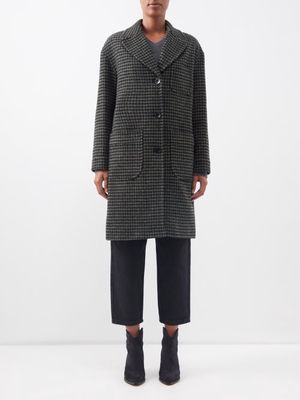 A.P.C. - Nina Houndstooth Wool-tweed Coat - Womens - Dark Green Multi
