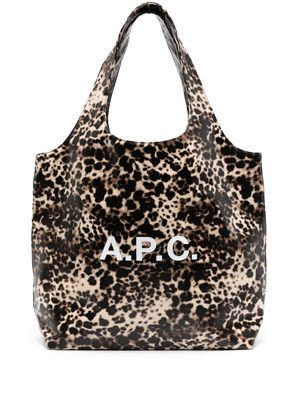 A.P.C. Ninon leopard-print tote bag - Brown