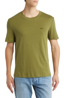 A. P.C. Organic Cotton Graphic Logo T-Shirt in Khaki