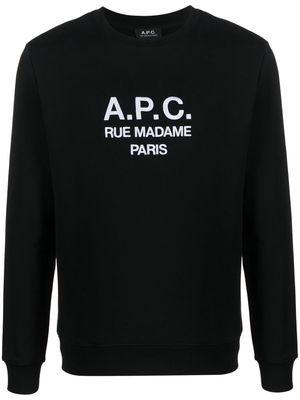 A.P.C. organic-cotton logo-print jumper - Black