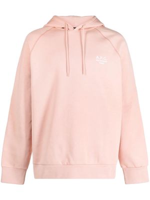 A.P.C. Oscar logo-embroidered cotton hoodie - Pink