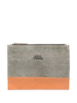 A.P.C. Pecuchet leather pouch - Green