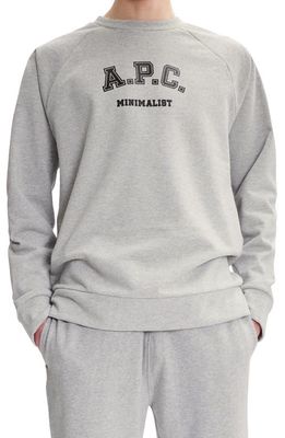 A.P.C. Phil Crewneck Sweatshirt in Heathered Light Grey