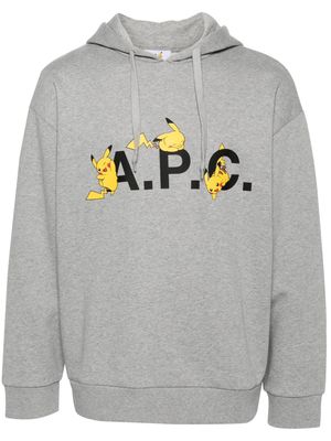 A.P.C. Pikachu cotton hoodie - Grey