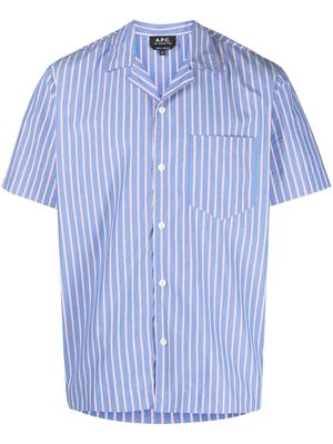 A.P.C. pinstripe short-sleeve shirt - Blue