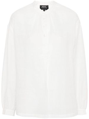 A.P.C. plaid-check cotton blouse - White