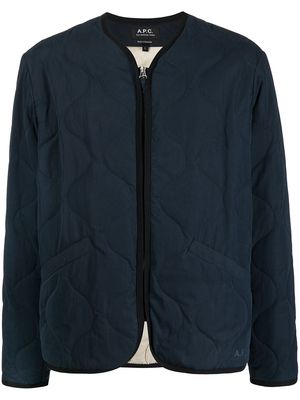 A.P.C. quilted front-zip jacket - Blue