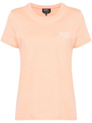 A.P.C. Raymond logo-embroidered cotton T-shirt - Orange