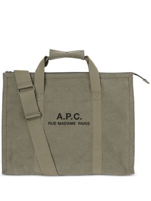 A.P.C. Récupération canvas tote bag - Green