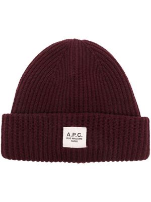 A.P.C. ribbed-knit beanie - Red