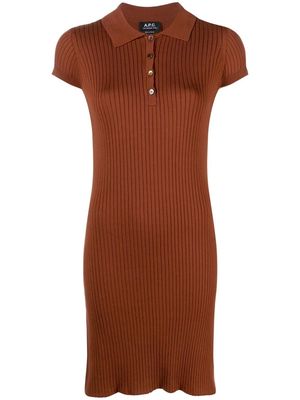 A.P.C. ribbed-knit minidress - Brown