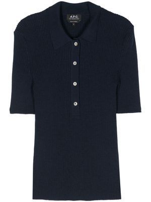A.P.C. ribbed-knit polo shirt - Blue