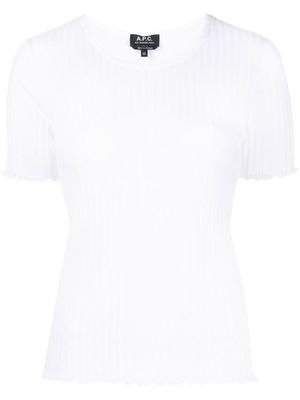A.P.C. ribbed-knit rolled T-shirt - White