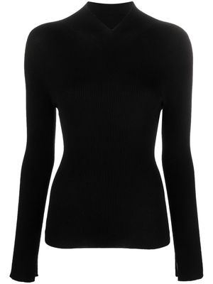 A.P.C. ribbed-knit split-neck jumper - Black