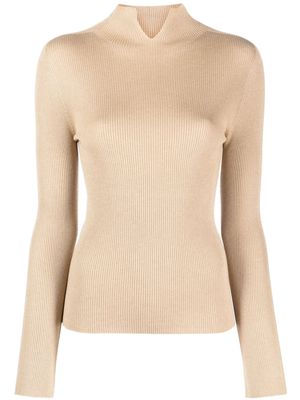 A.P.C. ribbed-knit split-neck jumper - Neutrals