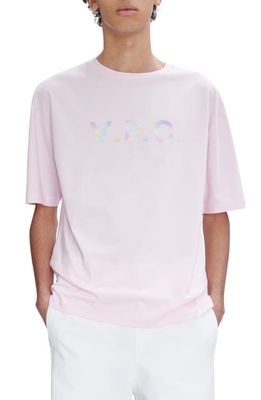 A. P.C. River Flocked Logo T-Shirt in Faa Pink