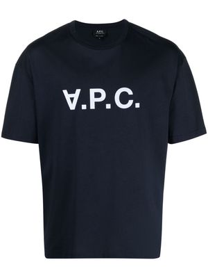 A.P.C. River logo-flocked T-shirt - Blue