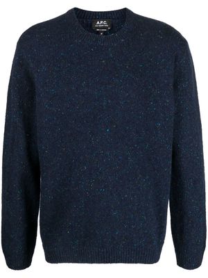 A.P.C. round-nenck flecked jumpers - Blue