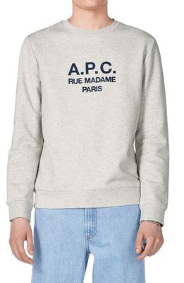 A. P.C. Rufus Organic Cotton Crewneck Sweatshirt in Heathered Ecru