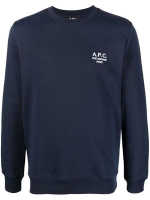 A.P.C. Ryder logo-print organic cotton sweatshirt - Blue