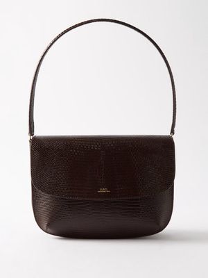 A.P.C. - Sarah Lizard-effect Leather Shoulder Bag - Womens - Dark Brown