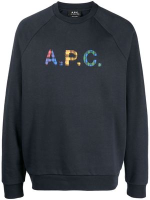 A.P.C. Shaun tartan-logo sweatshirt - Blue