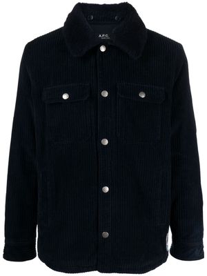 A.P.C. shearling-collar corduroy jacket - Blue