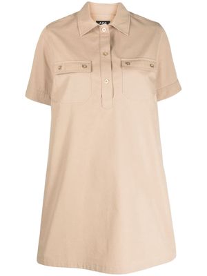 A.P.C. short-sleeve shift dress - Neutrals