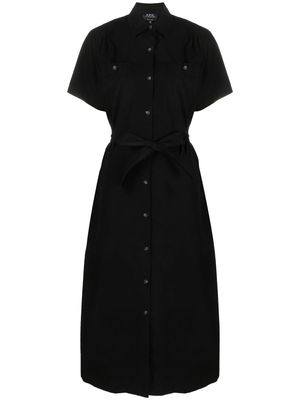 A.P.C. short-sleeve shirt midi dress - Black
