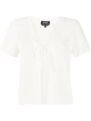 A.P.C. short-sleeve tie-front cardigan - White