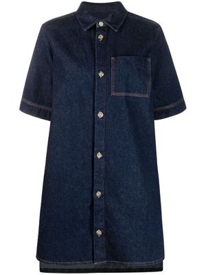 A.P.C. short-sleeved denim shirtdress - Blue